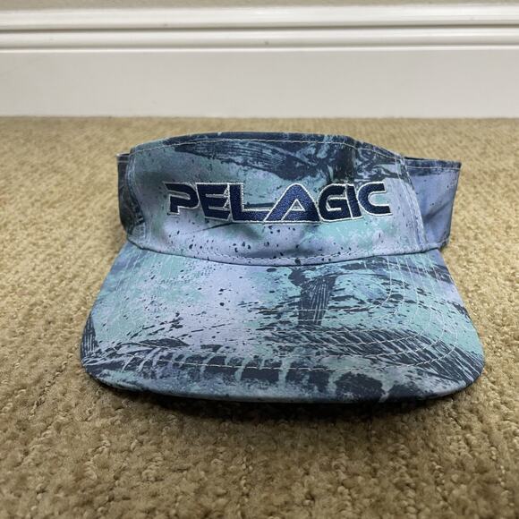 Pelagic Fishing Visor Blue Spell Out Logo Hook‎ & Loop Closure One Size Stay coo - Picture 1 of 6